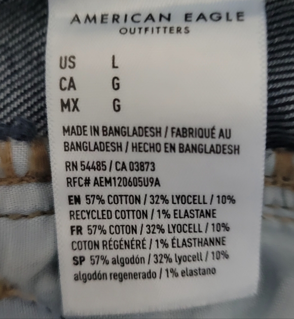 American Eagle Cropped Denim Jacket Blue Lyocell Cotton Blend Relaxed Fit Large - Picture 5 of 5